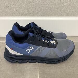 On Cloudrunner Men's 11.5 Blue Black Mesh Lace-Up Low Top Sneaker Shoes
